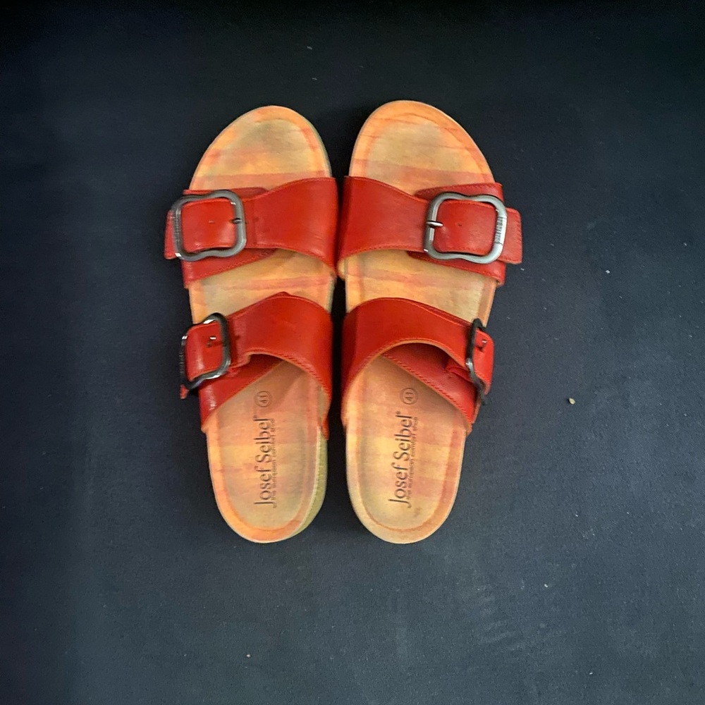 Josef Seibel Vibrant Red Double Strap Sandals